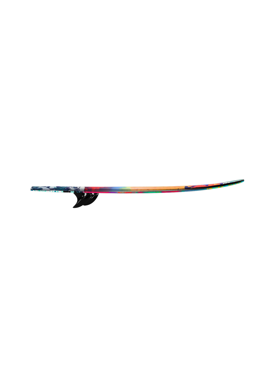 T-Dog Pro wakesurf board by Kanuk Board Co, 3D render side profile showing rocker